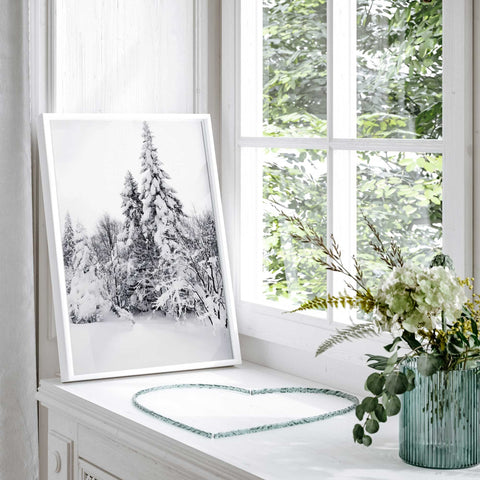 Serene Pine Landscape - Snow Canvas Print