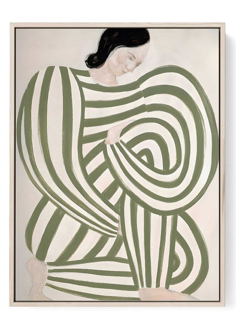 Sage green abstract woman line art print