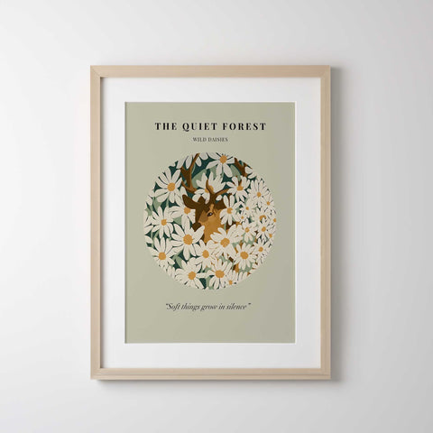 Sage green and neutral earth tone art print for a boho bedroom.