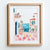 Santorini Coastal Watercolor Art Print – Greece Wall Decor