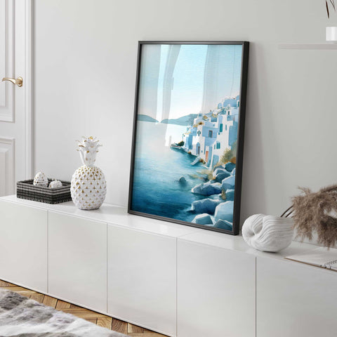 Santorini Greece wall print coastal home decoration