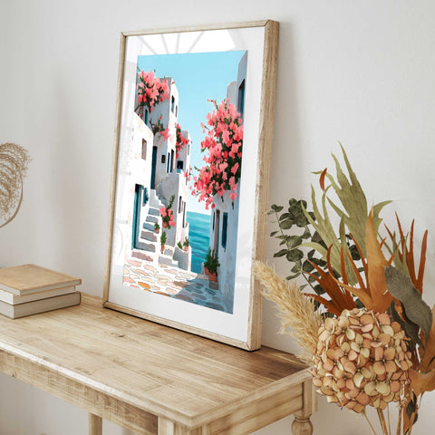 Santorini style Mediterranean art print