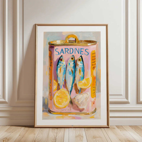 Minimalist Sardines Can Art Print | Modern Pink Kitchen Wall Decor - oakposter