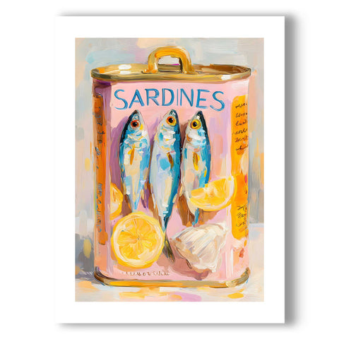 Minimalist Sardines Can Art Print | Modern Pink Kitchen Wall Decor - oakposter