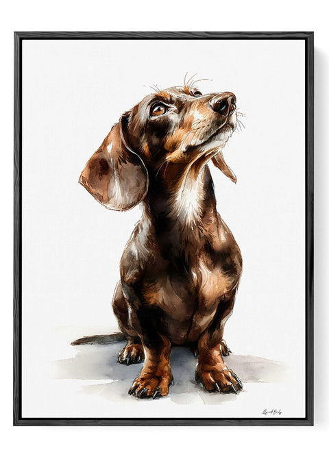 Sausage dog wall art minimalist watercolor