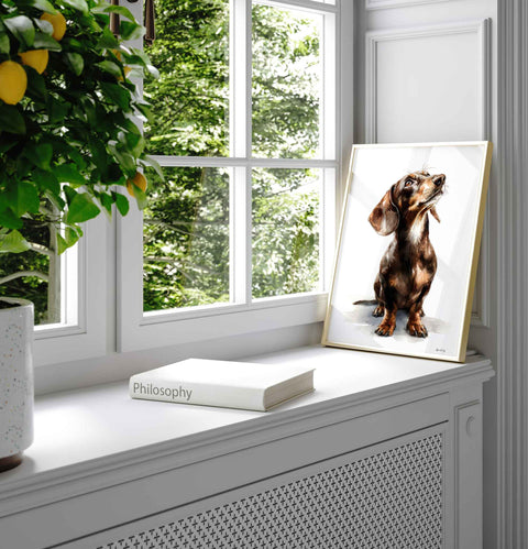 Dachshund Wall Art – Watercolor Sausage Dog Illustration Print