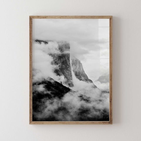 Scandinavian Landscape Poster Fog Clad Peaks