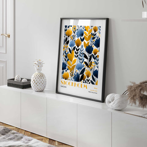 Scandinavian floral illustration poster Stockholm