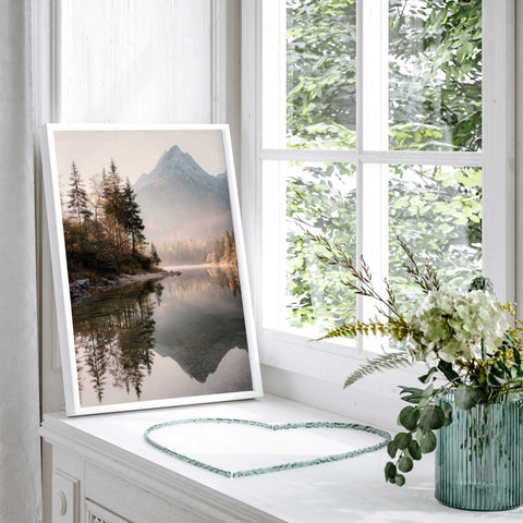 Scandinavian mountain lake photography decor
