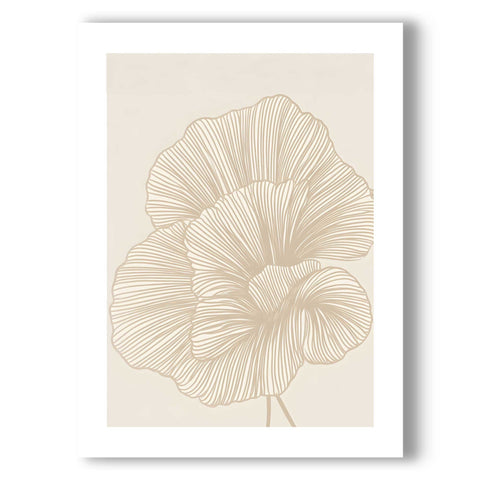 Scandinavian style beige flower artwork for modern interiors