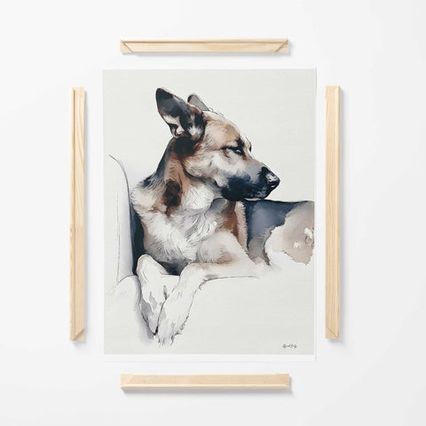 Scandinavian style german shepherd wall art