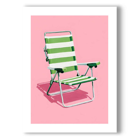 Scandinavian style vacation poster with a simple beach chair drawing.