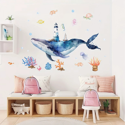 Sea Life Wall Decals with Coral and Ship