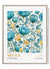 Seoul wall art print blue and gold floral poster