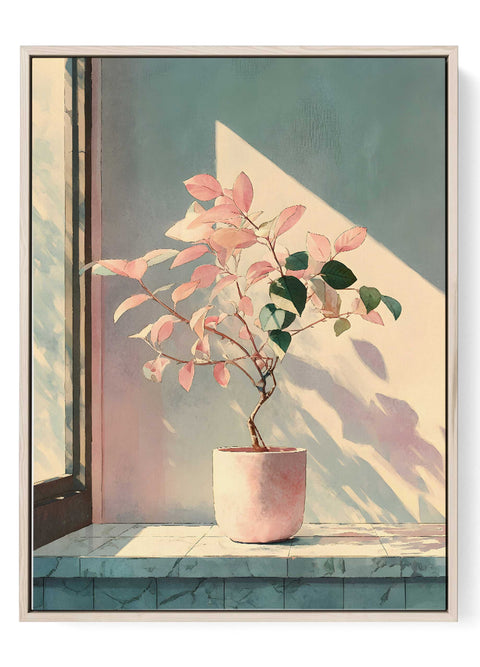 Serene botanical wall art sunlit plant