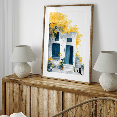 Serene cat watercolor wall art