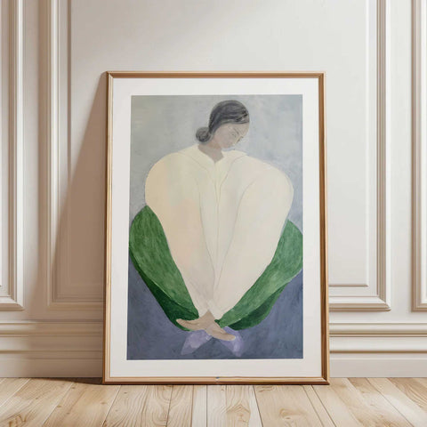 Serene contemplative woman wall decor poster for contemporary bedroom gallery wall