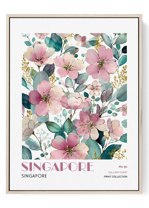 Singapore wall art print pink floral botanical poster
