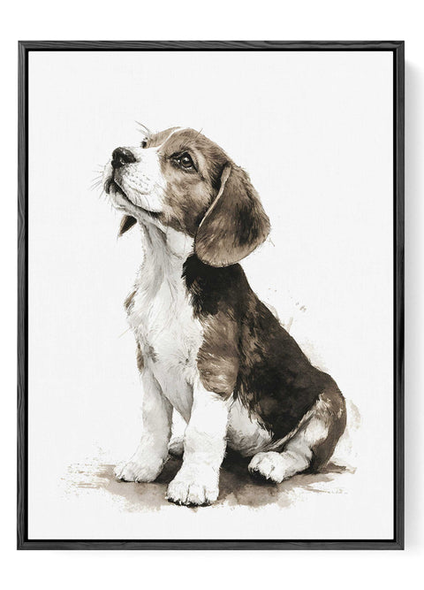 Sitting beagle puppy watercolor Art