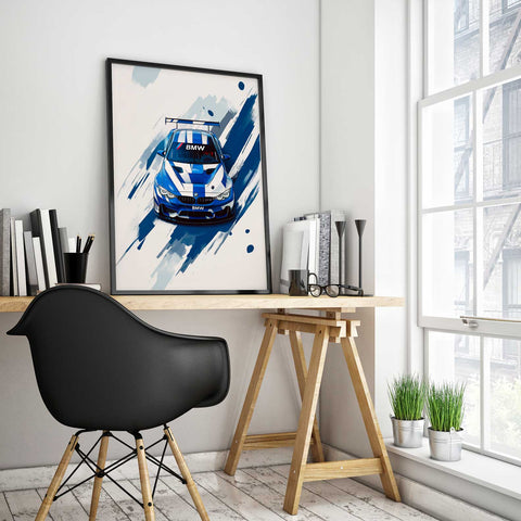 Sleek BMW M4 GT3 illustration for minimalist interior design