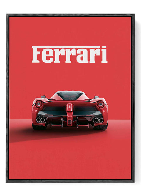Sleek rear view Ferrari LaFerrari wall art in grayscale
