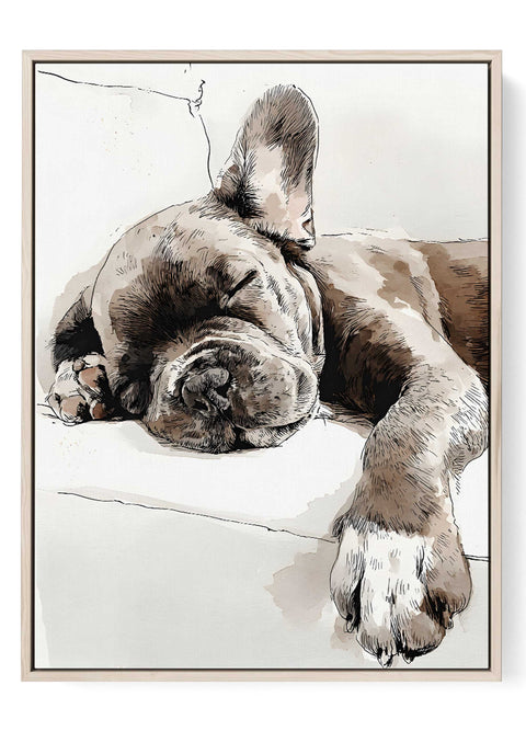 Sleeping beagle puppy watercolor wall art