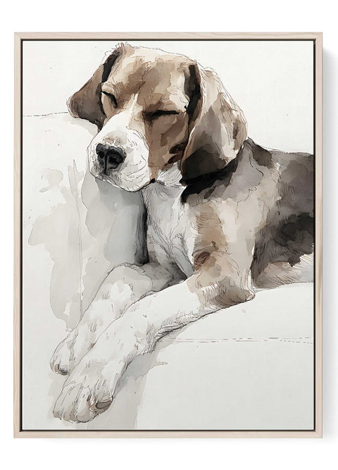 Sleeping beagle wall art watercolor