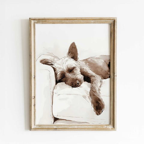 Sleeping dog fine art print modern neutral design