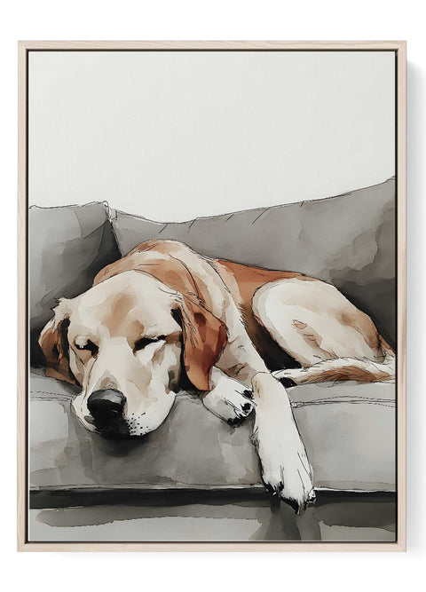Sleeping dog wall art watercolor