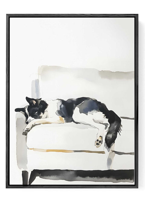 Sleeping dog watercolor art