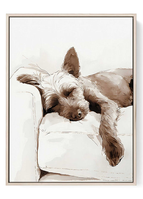 Sleeping dog watercolor print minimalist pet  art