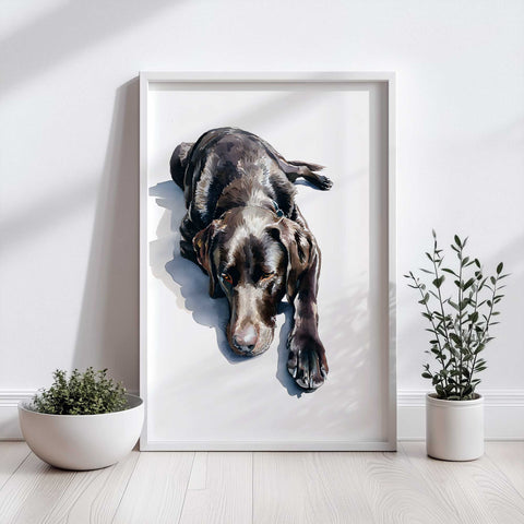 Sleeping lab dog wall art