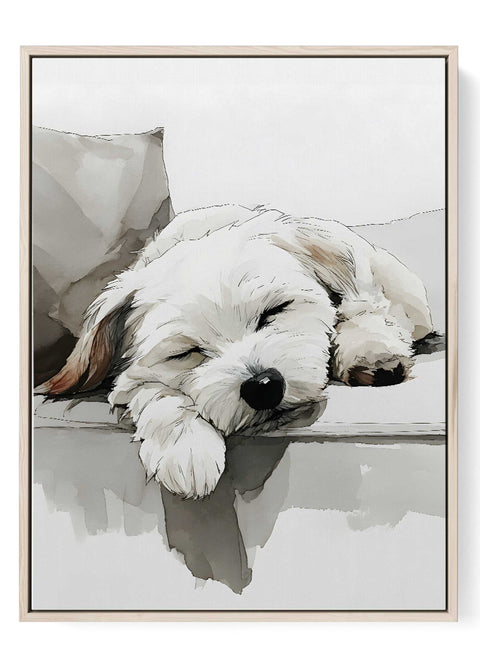 Sleeping puppy watercolor wall art print