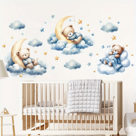 Sleeping teddy bear wall decals