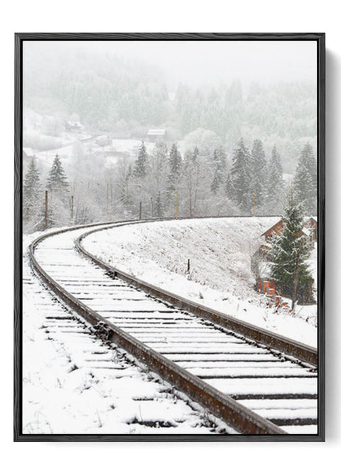 Snowy Railway Track - oakposter