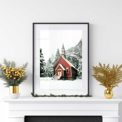 Snow Covered Chapel Poster