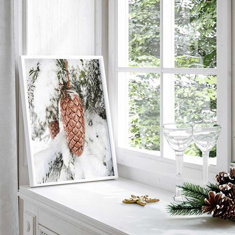 Winter Holiday Pine Cone Poster