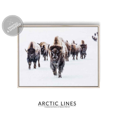Snowy landscape bison artwork