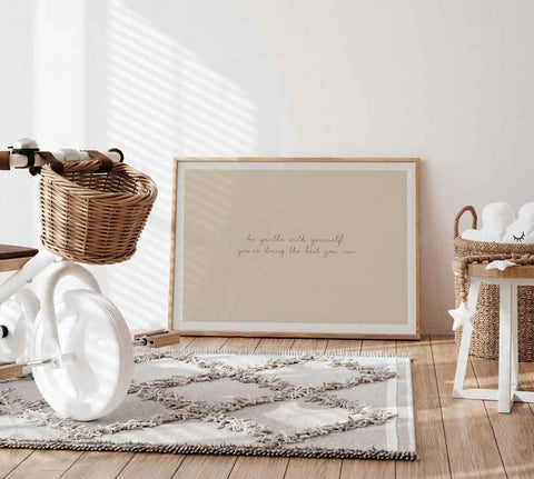 Soft beige typography wall print