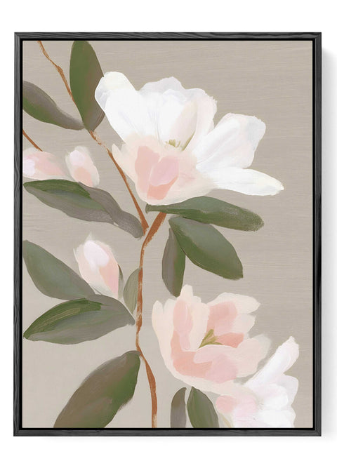 Soft blush magnolia blossom artwork