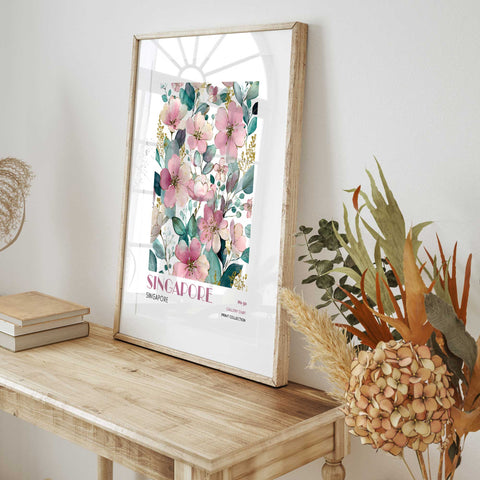 Soft botanical wall decor Singapore floral artwork