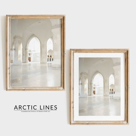 Soft cream and white color palette in a sophisticated botanical line art print.