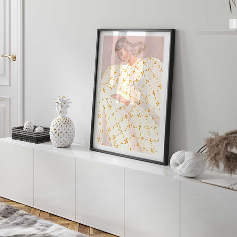 Soft floral dress art print