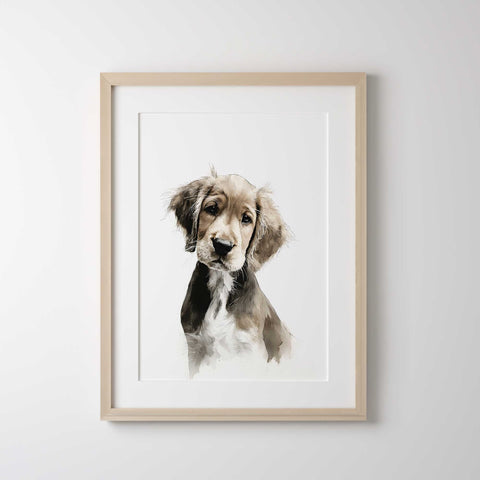 Soft neutral beagle puppy pet wall art