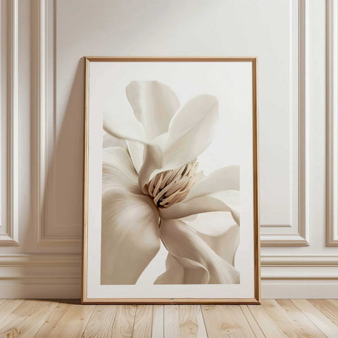 Soft neutral color palette in a sophisticated botanical line art print.