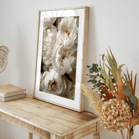 Soft neutral floral photography art