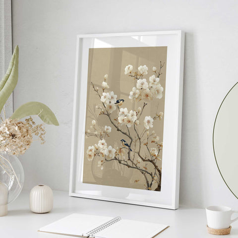 Soft neutral floral wall decor