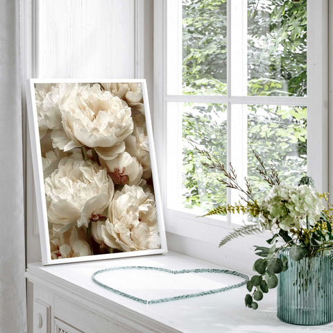 Soft neutral flower photography print