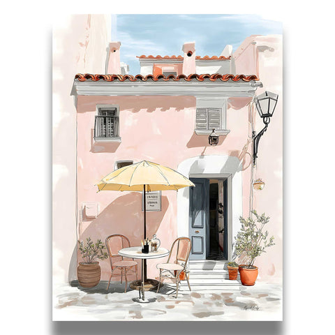 Soft pastel European architecture wall art