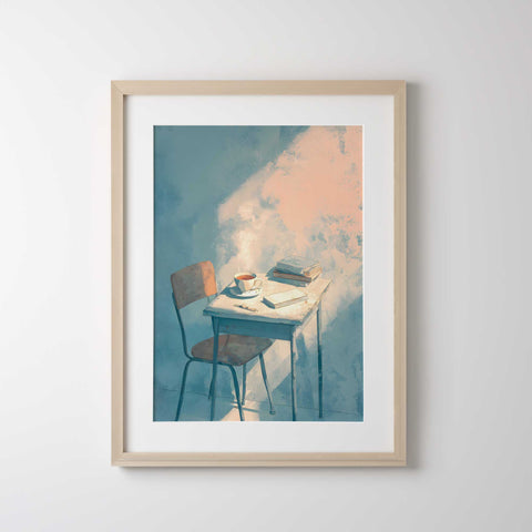 Soft pastel desk watercolor illustration